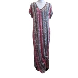 LILYPAD Swimsuit Cover Loungewear Side Tie Maxi Dress Medium